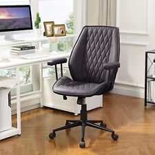Used Office Task Chair Leather Desk Ergonomic Home Office Mid Back Swivel Black