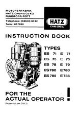 Hatz Diesel Engine 71 75 79780 Amp 785 Type E Amp Es Operator Instructions Manu