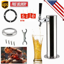 3 Single Tap Draft Beer Tower Stainless Steel Homebrew Kegerator Chrome Faucet
