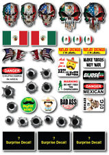 36x Mexican American Hard Hat Helmet Sticker Decal Skull Construction Tool Union