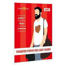 T Shirt Transfer Paper Light Cotton Printable Htv Iron On Heat Transfer 10 Sheet
