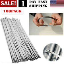 100 Pcs 304 Stainless Steel 12 Exhaust Wrap Coated Metal Locking Cable Zip Ties