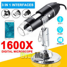 Micro Type C Usb 1600x Handheld Digital Microscope Magnifier Camera 8 Led Stand