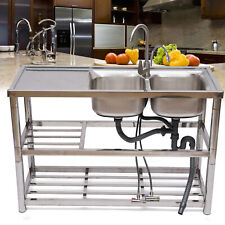 Commercial Stainless Steel Freestanding 2 Compartment Sink Kitchen Amp Prep Table