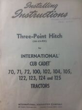 International Ih Cub Cadet Lawn Garden Tractor Three Point Hitch Owners Manual