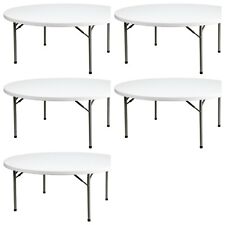 5 Pack 72 Round Plastic Folding Table Commercial Quality Banquet Table