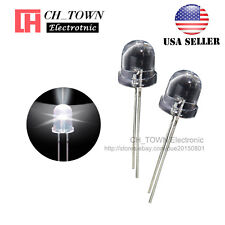 50pcs 10mm Led Water Clear White Light Emitting Diodes Round Top Usa