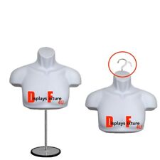 Mannequin Half Form Upper Torso Male Stand Hanger For T Shirt Displaywhite