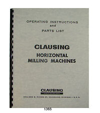 Clausing 8540 8541 8550 Amp 8551 Milling Machine Op Amp Parts List Manual 1365
