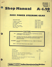 Galion Manufacturing Grader Roller Crane Ross Power Steering Gear Shop Manual