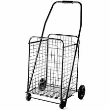 Folding Shopping Utility Cart Portable Mobile Rolling Grocery Bag Basket Black