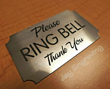Engraved Please Ring Bell Silver Wall Door Sign Small Business Home Office