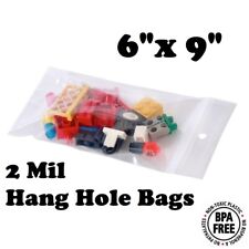 6 X 9 Zip Seal Reclosable 2mil Plastic Top Lock Bags Hang Hole Jewelry 2 Mil