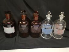 Pyrex Lab Bottles Silver Nitrate Nitric Hydrochloric Acid Apothecary Amber Glass