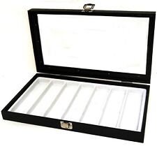 1 Glass Top Lid White 7 Slot Pens Knife Jewelry Organizer Display Cases