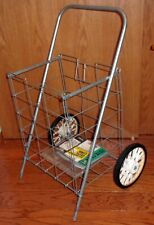 Vintage Metal Rolling Shopping Cart Folding Flea Market Wire Grocery Withnos Liner