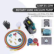35cfm 14hp Air Conditioning Vacuum Pump And Manifold Gauges For Auto Ac Amp Hvac