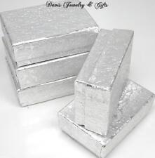 New Boxes Wholesale Lot Of 10 Jewelry Gift Metallic Silver Foil Cotton Filled