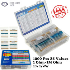 1000pcs 1 12 W 25 Value Metal Film Resistor Resistance Assorted Kit 1 1m Ohm