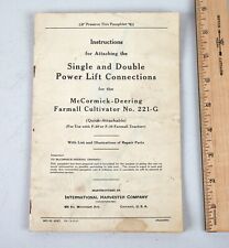 Vintage 1937 Mccormick Deering Farmall Cultivator 221 G Attachment Instructions
