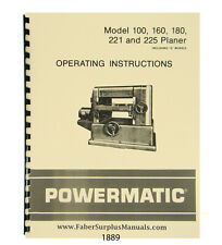 Powermatic Planer Models 100 160 180 221 Amp 225 Operator Manual 1889