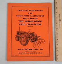 Vintage Allis Chalmers Manual Parts List Wd Spring Tooth Field Cultivators
