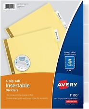 Avery 5 Tab Binder Dividers 1 Set Insertable Clear Big Tabs Quick Easy Organize