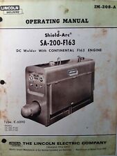 Lincoln Sa 200 Dc Gas Engine Welder Owner Parts Amp Service Manual Pipeliner 1968