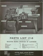 1941 South Bend Lathe Manual No 17 S Parts List Series S