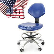 Dental Adjustable Medical Chair Stool Backrest Pu Leather Office Ergonomic Blue