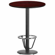 30 Round Restaurant Bar Height Table With Mahogany Laminate Top And Foot Ring