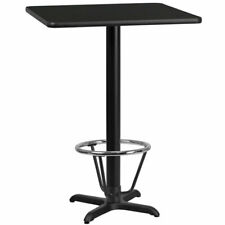 24 Square Restaurant Bar Height Table With Black Laminate Top And Foot Ring