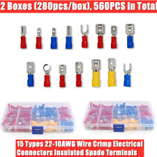 560pcs Assorted Crimp Spade Terminal Insulated Electrical Wire Connectors Kit