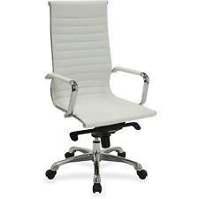Lorell Hi Back Exec Chair 24 38x25x47 White Leather 59502