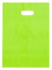 Green Lime Plastic Shopping Bags Low Density Gift Diecut Handles 9x12 Lot 500