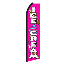 Ice Cream Banner Flag Only Pink Advertising Flutter Feather Sign Swooper