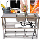 Dual Bowl Stainless Steel Kitchen Sink Commercial Restaurant Catering Prep Table