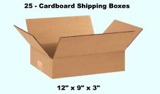 25 Cardboard Shipping Boxes 12 L X 9 W X 3 H Corrugated Kraft Carton
