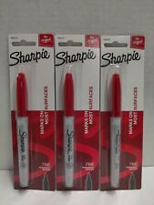 New Official Sharpie Permanent Marker Fine Point Red Pack Of 3 Free Shipping