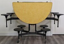 60 Round Cafeteria Lunch Table With 8 Stool Seat Yellow Top Black Seat Adult