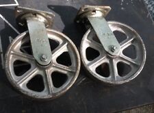 2 Albion Swivel Plate Casters 8 X 2 Cast Iron Wheel Pair Set Industrial Cart