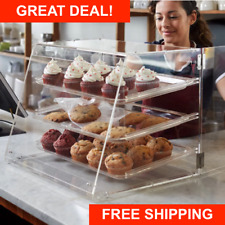 3 Tray Bakery Clear Acrylic Pastry Pastries Display Case Cafe Hotel Counter Food