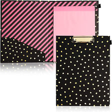 Clipboard Folio With Gold Metal Clip Notepad Amp Loop Gold Foil Dots Design