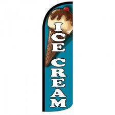 4 Complete Ice Cream 3 Wide Windless Swooper Feather Banner Flag Sign Kits Blue