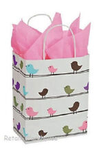 100 Paper Bags Spring Birds Green Purple Cub Merchandise Shopping 8 X 5 X 10