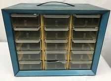 Vintage Akro Mils Blue Metal Cabinet Storage Wall Organizer Free Us Shipping