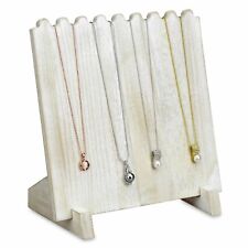 Antiqued White Wooden Necklace Chain Jewelry Display Stand 9 38 X 5 12 X 10h