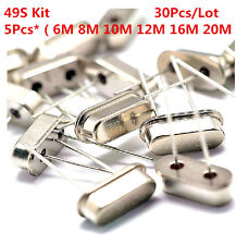 30pcs 6 Values 49s Dip Crystal Oscillator Assorted Kit 6m 8m 10m 12m 16m 20m