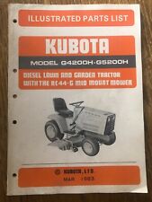 Kubota Tractor Illustrated Parts List G4200h G5200h Diesel Garden Tractor