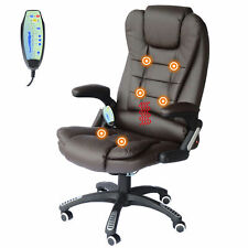 High Back Executive Computer Office Chair Faux Leather Heated Vibrating Massage